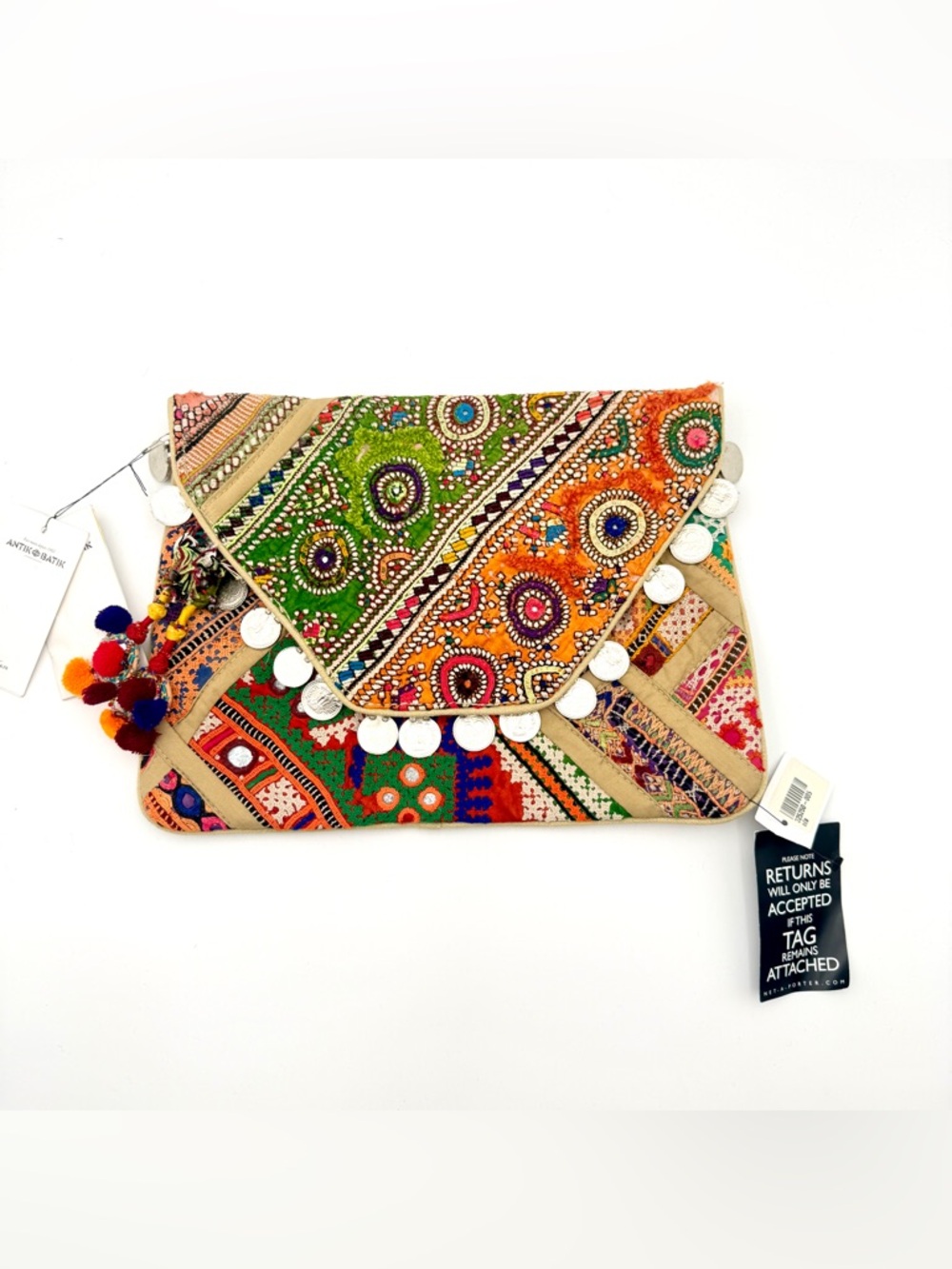 ANTIK BATIK Banjo Embellished Clutch Multi Green - Picture 4 of 16